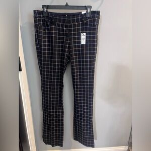 NWT Express Columnist Black Windowpane Plaid Pants with Cream Grid